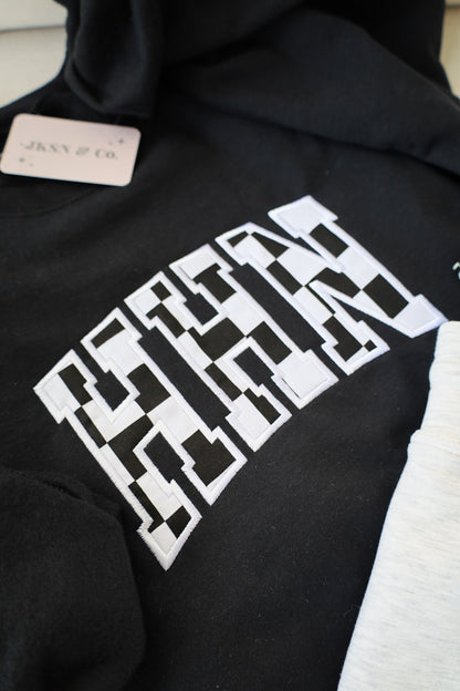 HHN Checkered Applique Embroidered Sweatshirt