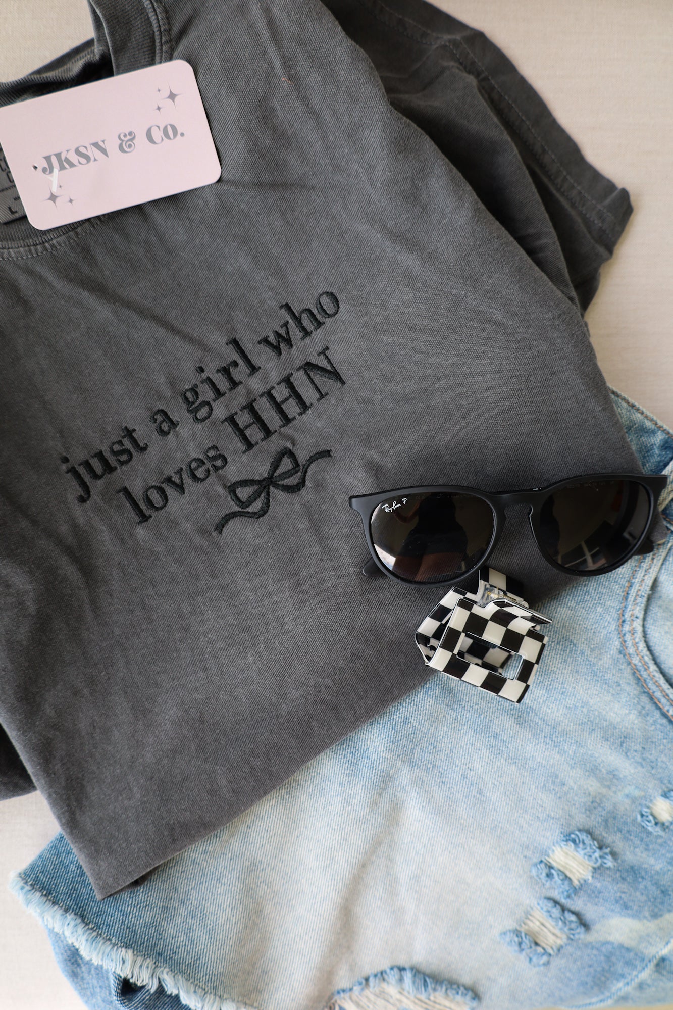 Just A Girl who Loves HHN Embroidered Tee + Sweatshirt - Comfort Colors