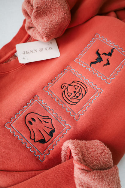 Halloween Stamps Embroidered Sweatshirt - Independent Trading Co.