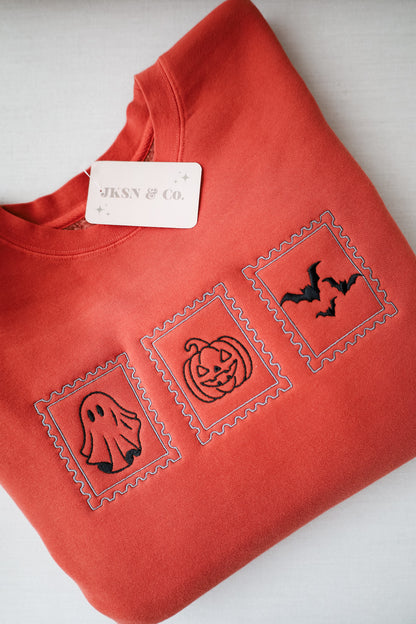 Halloween Stamps Embroidered Sweatshirt - Independent Trading Co.