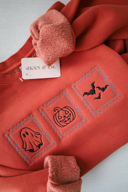 Halloween Stamps Embroidered Sweatshirt - Independent Trading Co.