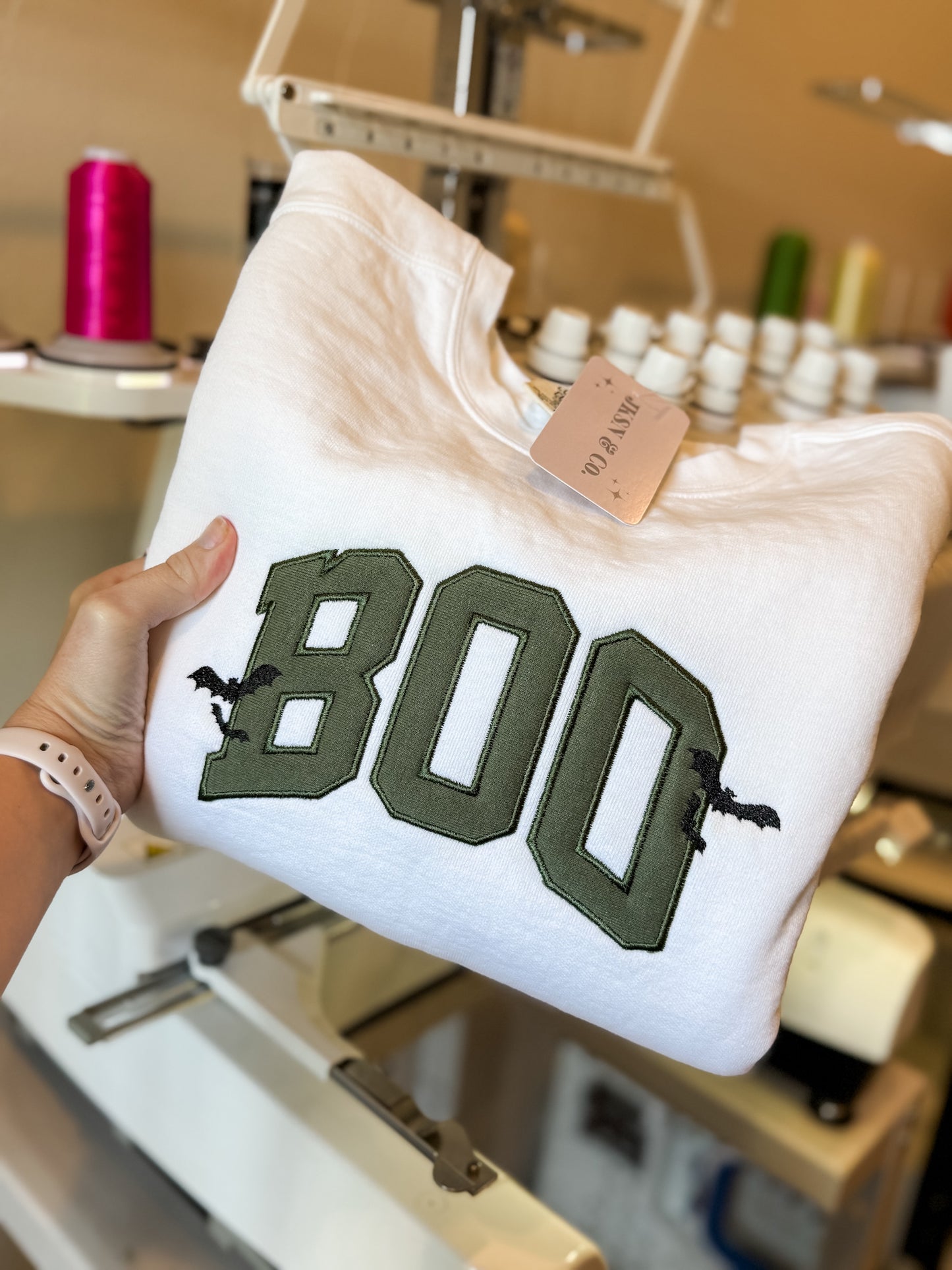 Boo Applique Embroidered Sweatshirt
