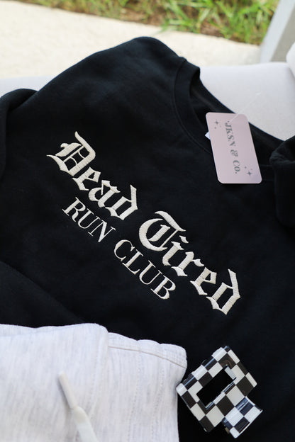 Dead Tired Run Club Embroidered Cropped Lightweight Sweatshirt