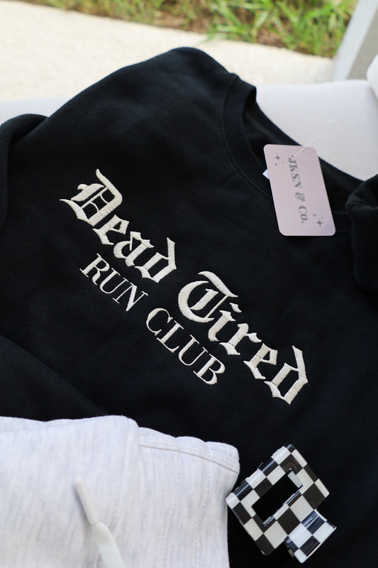 Dead Tired Run Club Embroidered Cropped Lightweight Sweatshirt