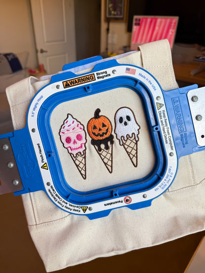 Halloween Ice Cream Embroidered Mini Canvas Tote