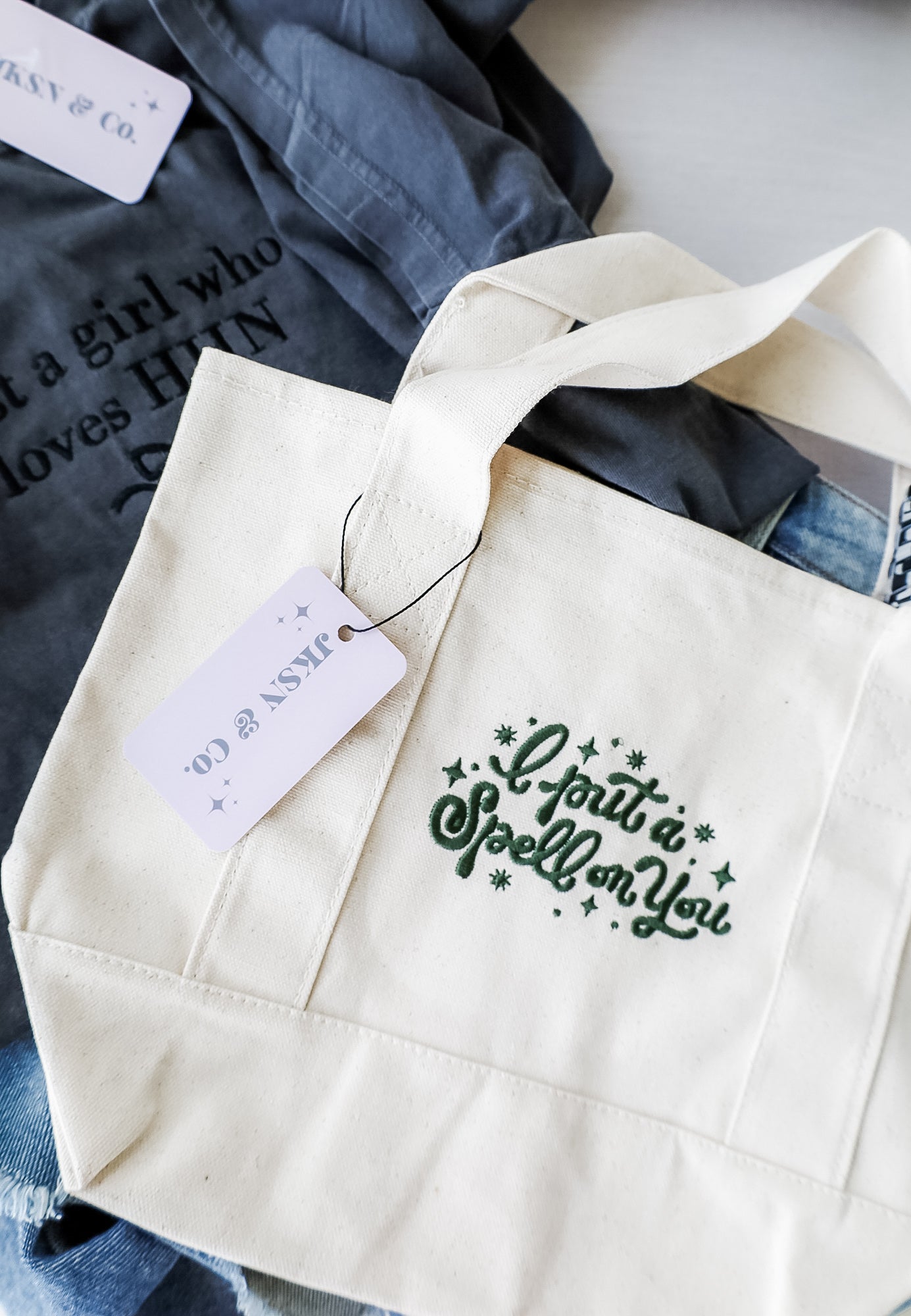 I Put A Spell On You Embroidered Canvas Mini Tote