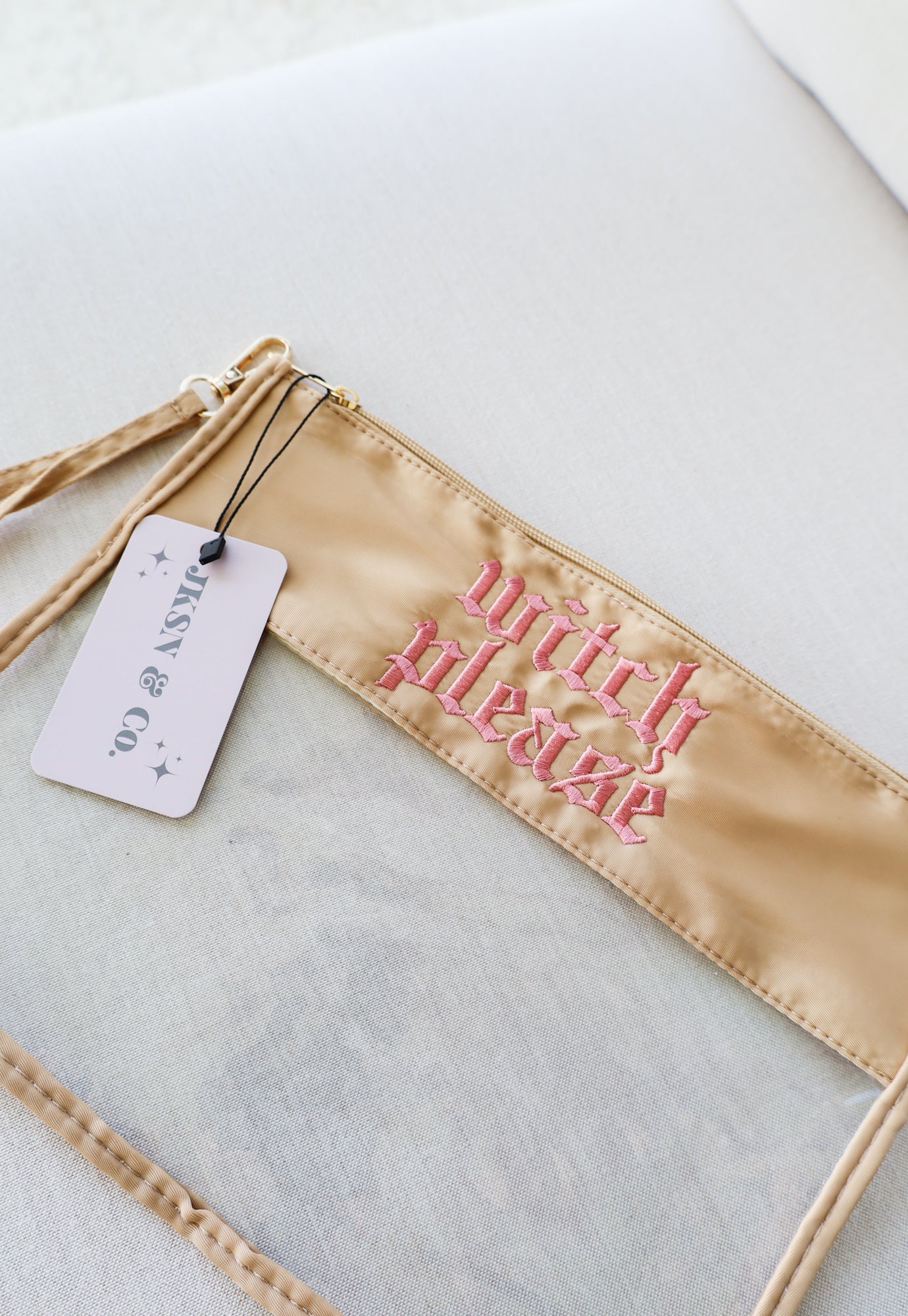 Witch Please Embroidered Clear Zip Pouch