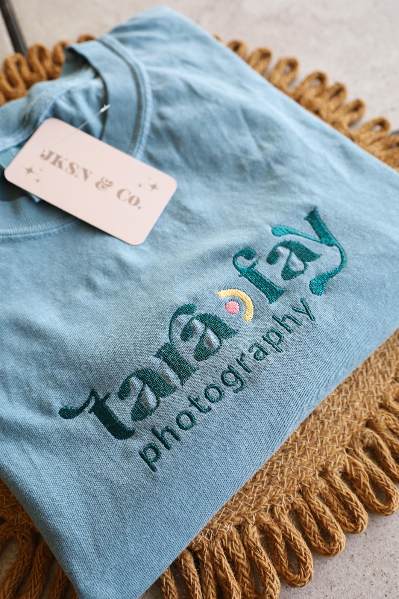 Custom LOGO Embroidered Tshirt— Embroidered Logo Design, Logo Tee, Custom Embroidered Sweatshirt, Logo, Comfort Colors