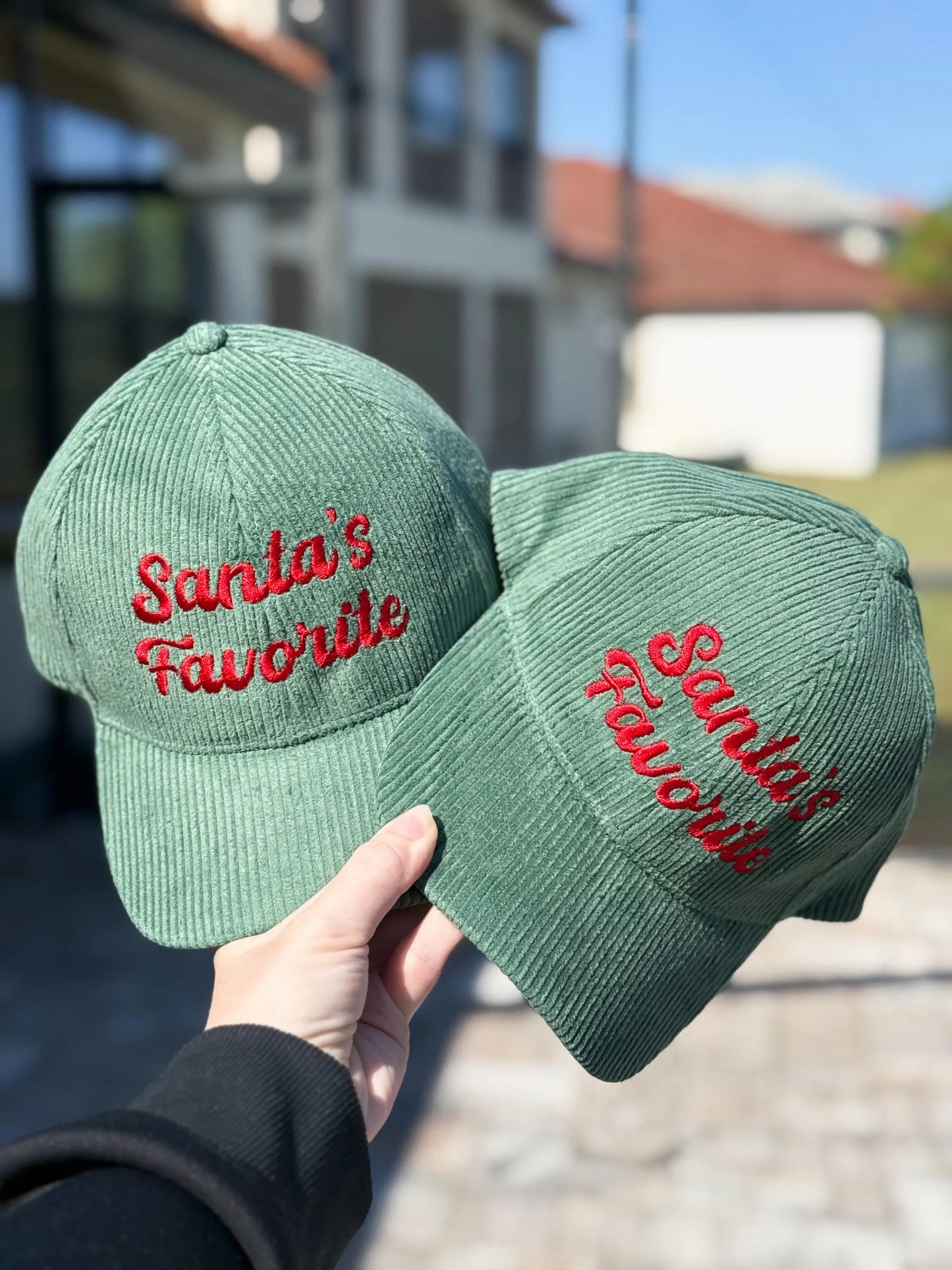 Santa’s Favorite Courdaroy Embroidered Hat