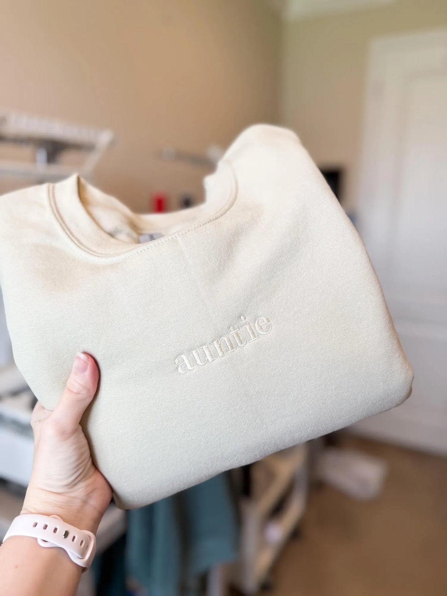 Custom Embroidered Sweatshirt -- Dainty Embroidery, Lowercase, Custom Tee, Gift for Her, Gift for Bride, Custom Embroidery, Comfort Colors