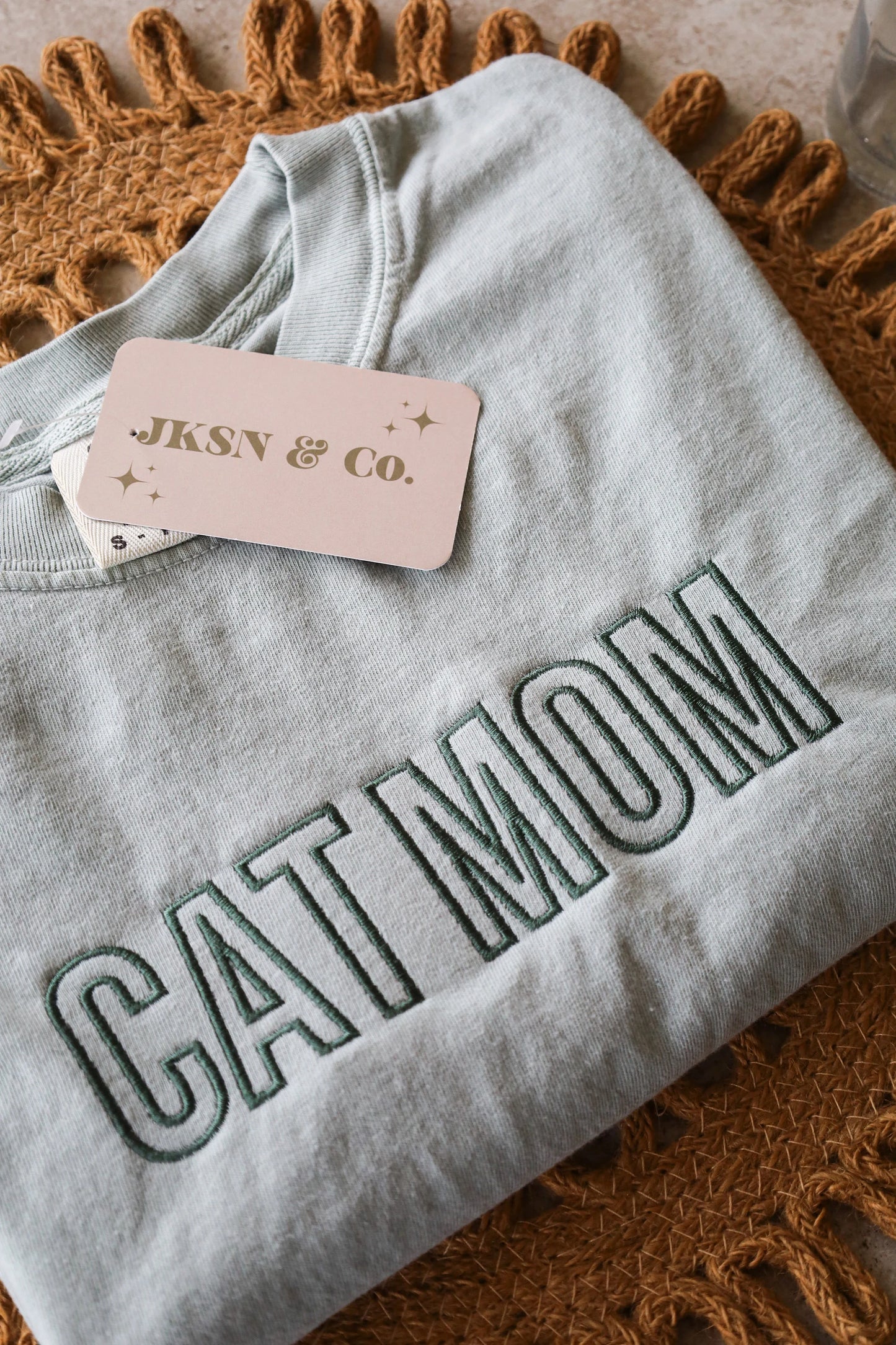 Customizable Cat Mom and Cat Dad Embroidered Tee — Comfort Colors Embroidered Tee