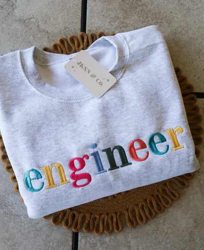 Customizable Multicolor Embroidered Profession Crewneck-- Career Sweatshirt, Custom Profession Shirt, Graduation, Graduation Gift, Career