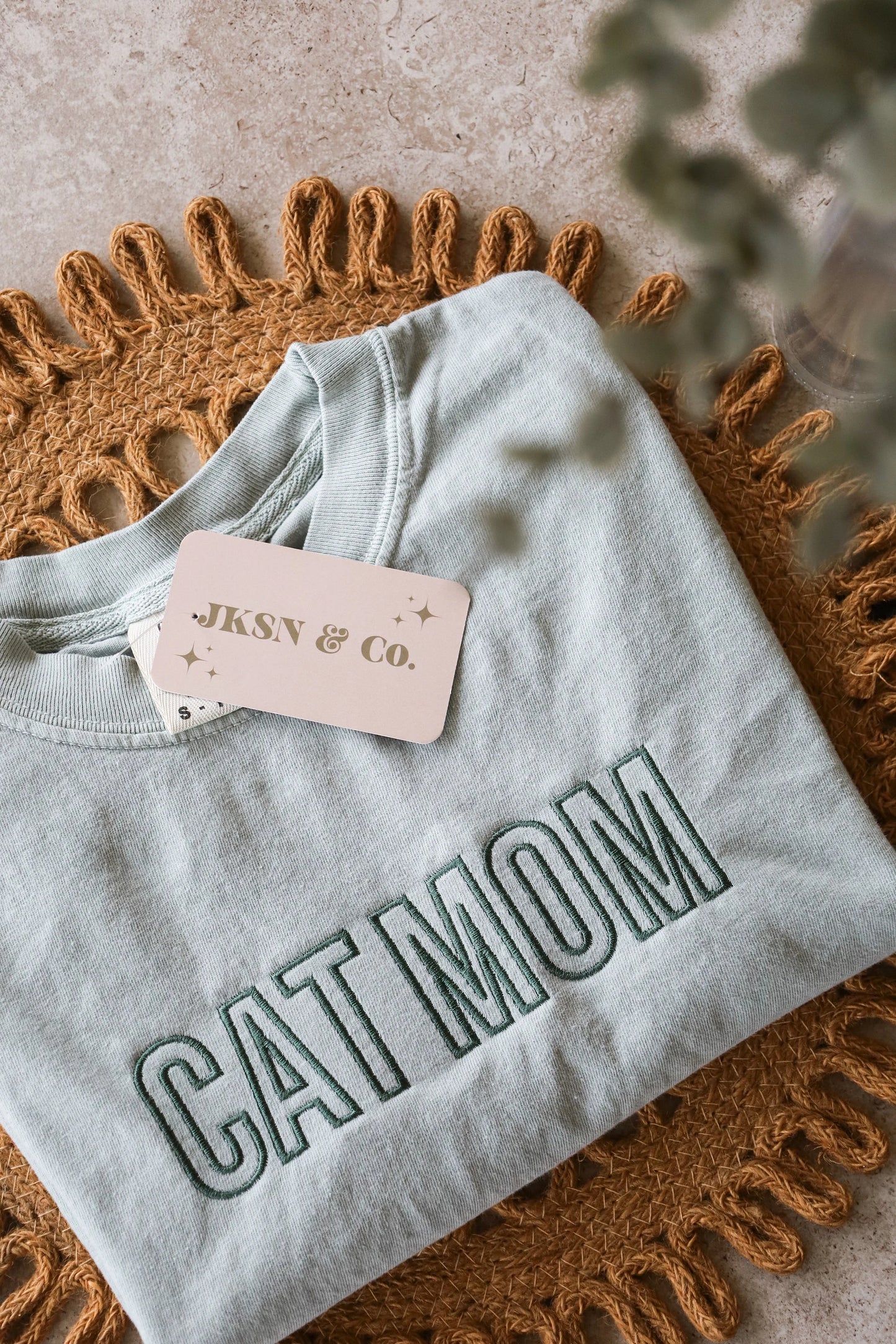 Customizable Cat Mom and Cat Dad Embroidered Tee — Comfort Colors Embroidered Tee
