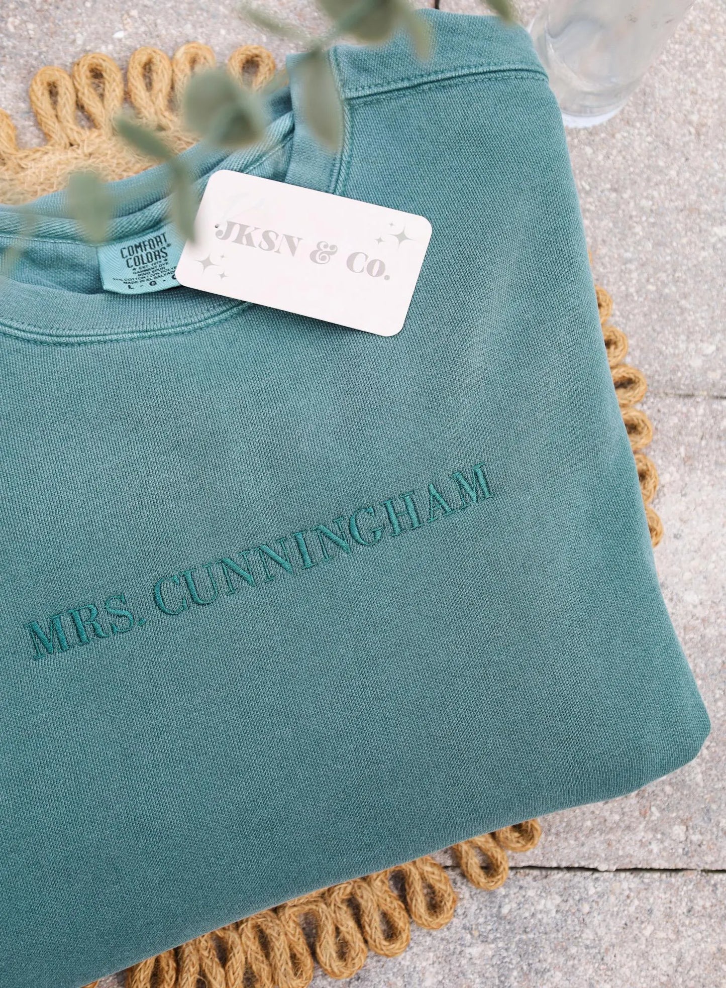 Custom Embroidered Sweatshirt -- Dainty Embroidery, Great Gift, Gift for Her, Gift for Bride, Custom Embroidery, Comfort Colors