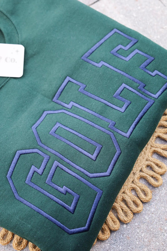 Embroidered Golf Varsity Sweatshirt, Golf Crewneck, Caddie Inspired Sweatshirt, Golf
