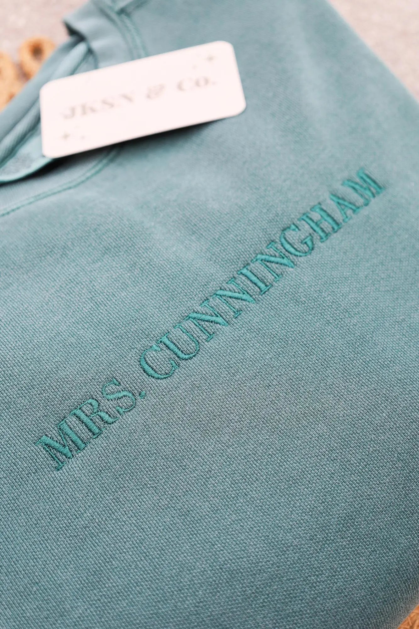 Custom Embroidered Sweatshirt -- Dainty Embroidery, Great Gift, Gift for Her, Gift for Bride, Custom Embroidery, Comfort Colors