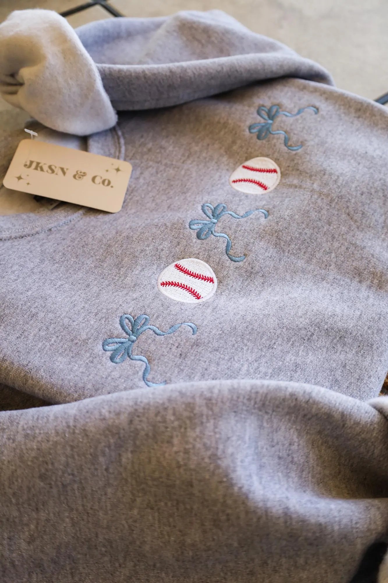 CUSTOMIZABLE Embroidered Coquette Baseball Sweatshirt, Baseball Pullover, Cute Baseball Tee, Baseball and Bows, Perfect Gift!