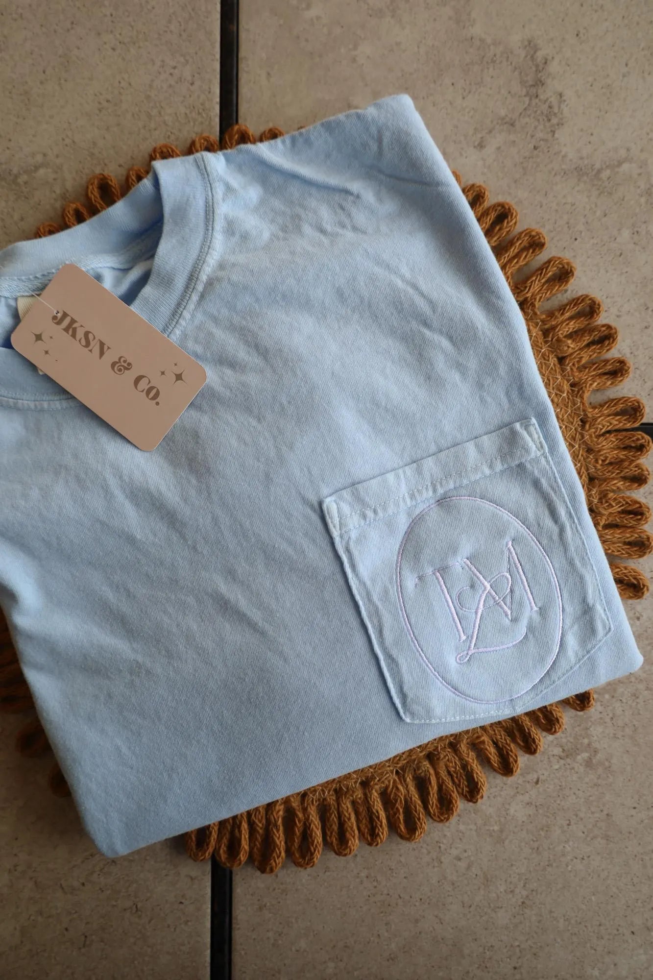 Custom LOGO Embroidered Pocket Tee -- Comfort Colors