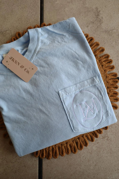 Custom LOGO Embroidered Pocket Tee -- Comfort Colors