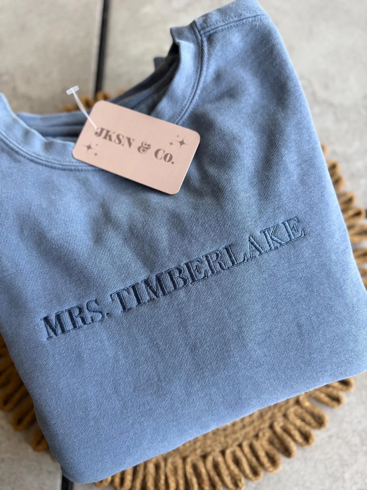 Custom Embroidered Sweatshirt -- Dainty Embroidery, Great Gift, Gift for Her, Gift for Bride, Custom Embroidery, Comfort Colors