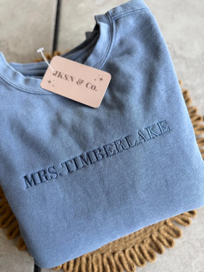 Custom Embroidered Sweatshirt -- Dainty Embroidery, Great Gift, Gift for Her, Gift for Bride, Custom Embroidery, Comfort Colors