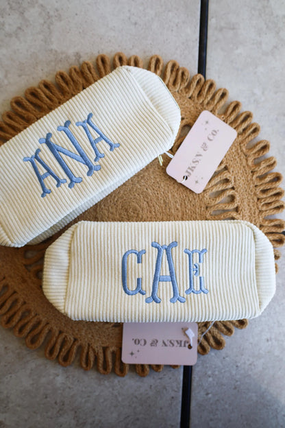 Embroidered Corded Cosmetic Bag | Monogram Makeup Bag | Monogram Bag | Bridesmaid Gift | Bachelorette Gift | Gift for Her | Monogram | Bride