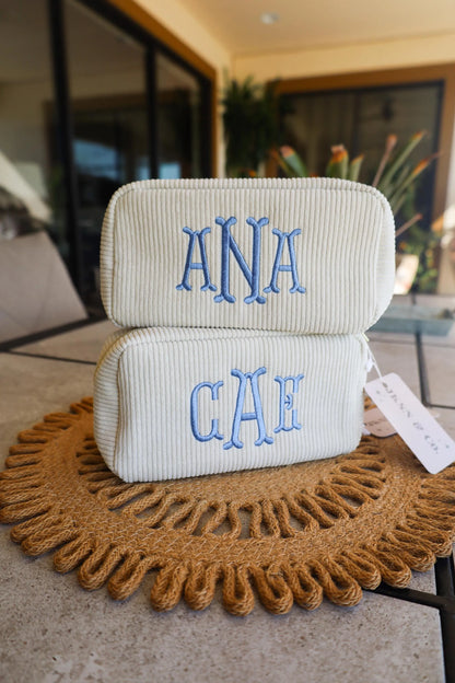 Embroidered Corded Cosmetic Bag | Monogram Makeup Bag | Monogram Bag | Bridesmaid Gift | Bachelorette Gift | Gift for Her | Monogram | Bride