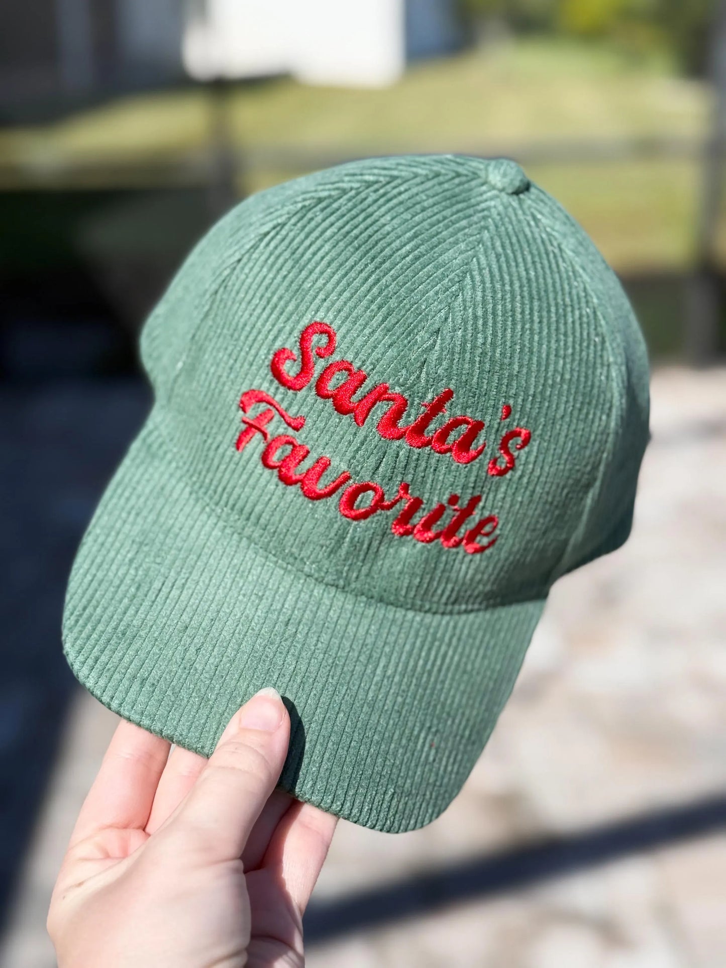 Santa’s Favorite Courdaroy Embroidered Hat