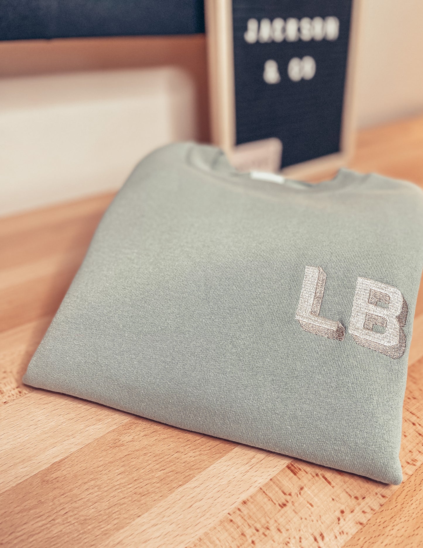 Shadow Block Initial Embroidered Crewneck --Monogram Crewneck